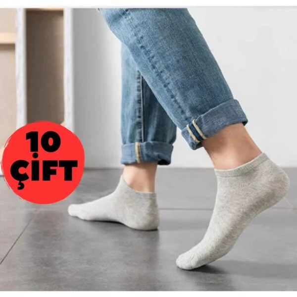 10’lu Ekonomik Paket Gri Patik Çorap