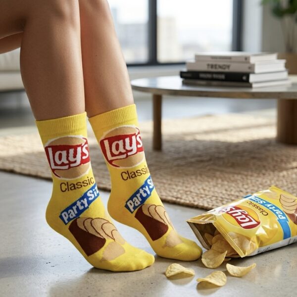 Lays Desenli Renkli Soket Çorap